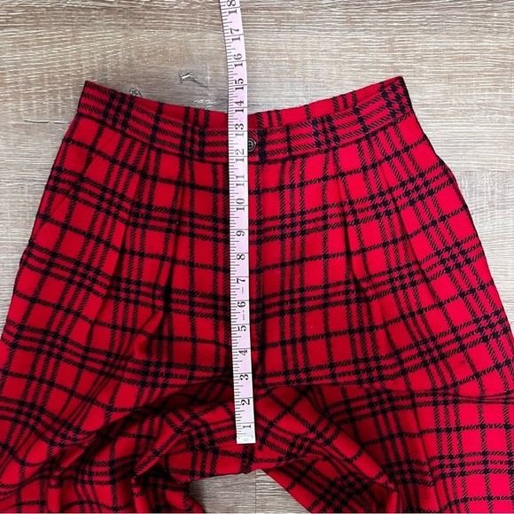 VINTAGE Anne Klein II Wool & Cashmere High Waist Red Plaid Wide Leg Trousers 10 - Picture 13 of 16
